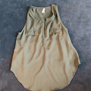 Dressy green girl tank top